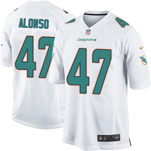 Men's Game Kiko Alonso Nike Jersey White Road - #47 NFL Miami Dolphins